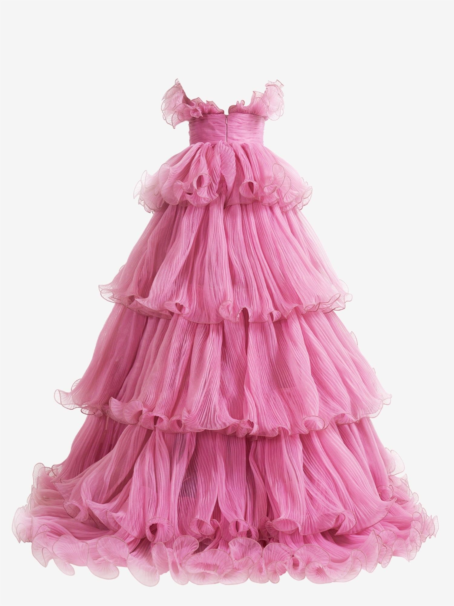 Strapless A-Line Tiered Crinkled Tulle Prom Dress