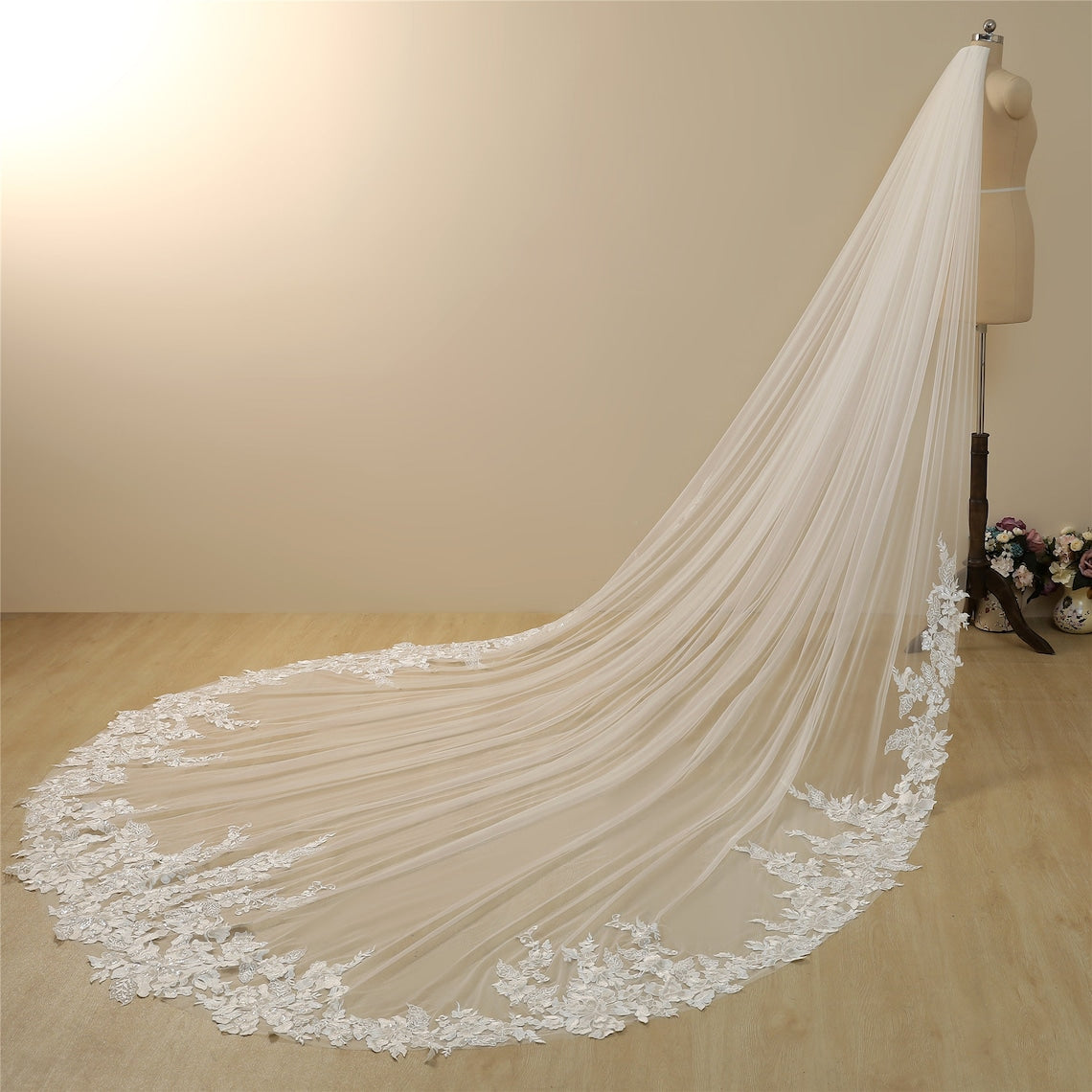 Vintage Lace Trim Transparent Wedding Veil Bridal Veil