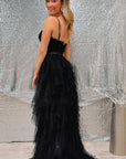 White Lace Corset High-Low Party Dress with Ruffles