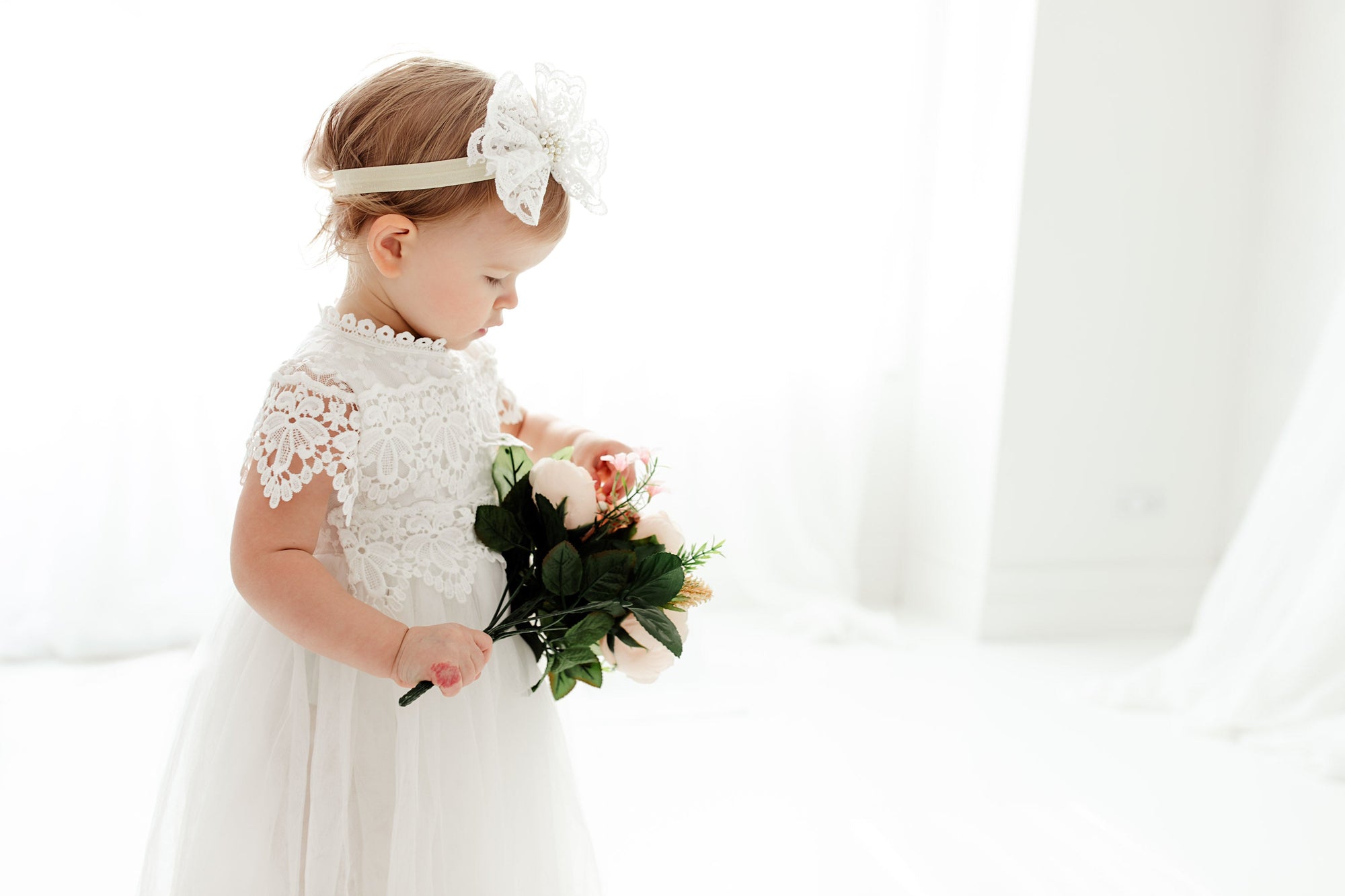 Ava Vintage Style Lace Tulle Flower Girl Dress