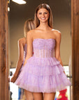 KissDress A-Line Strapless Scoop Tiered Sleeveless Short Homecoming Dress | Flaunting a square neckline that enhances your collarbones, this sleeveless beauty is perfect for showing off your sleek style.