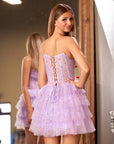 KissDress A-Line Strapless Scoop Tiered Sleeveless Short Homecoming Dress | Flaunting a square neckline that enhances your collarbones, this sleeveless beauty is perfect for showing off your sleek style.