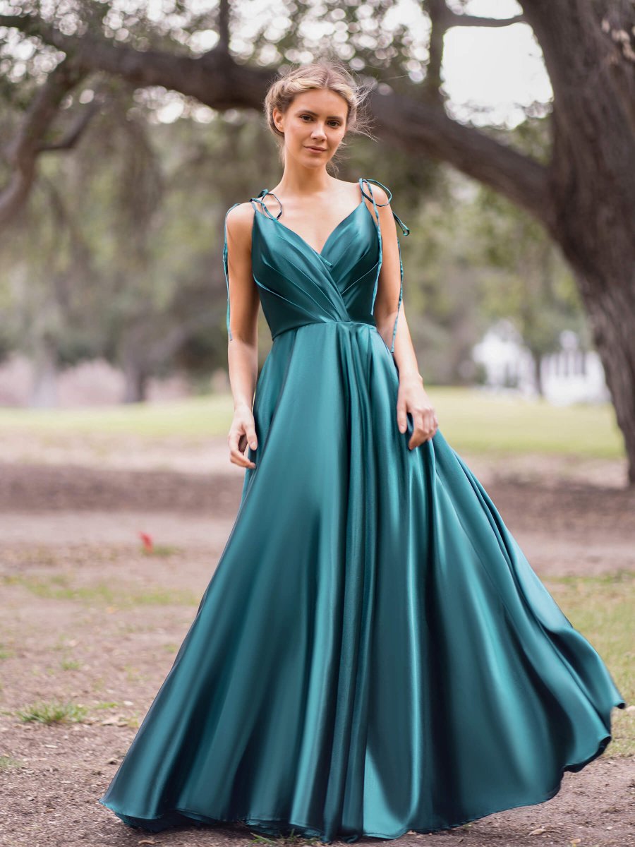 Wrap Satin A-Line Floor Length Evening Dress – KissDress