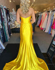 Red Strapless Bow Mermaid Long Prom Dress