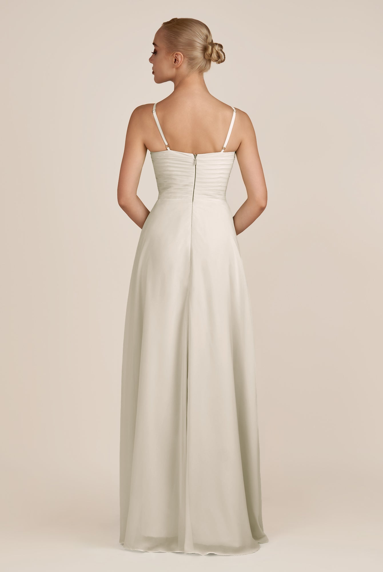 KissDress-Ysolina Dove Gray A Line Sweetheart Chiffon Pleated Long Bridesmaid Dress with Slit