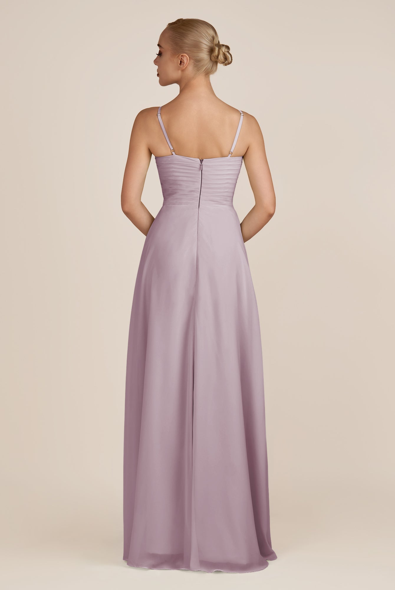 KissDress-Ysolina Dusk A Line Sweetheart Chiffon Pleated Long Bridesmaid Dress with Slit