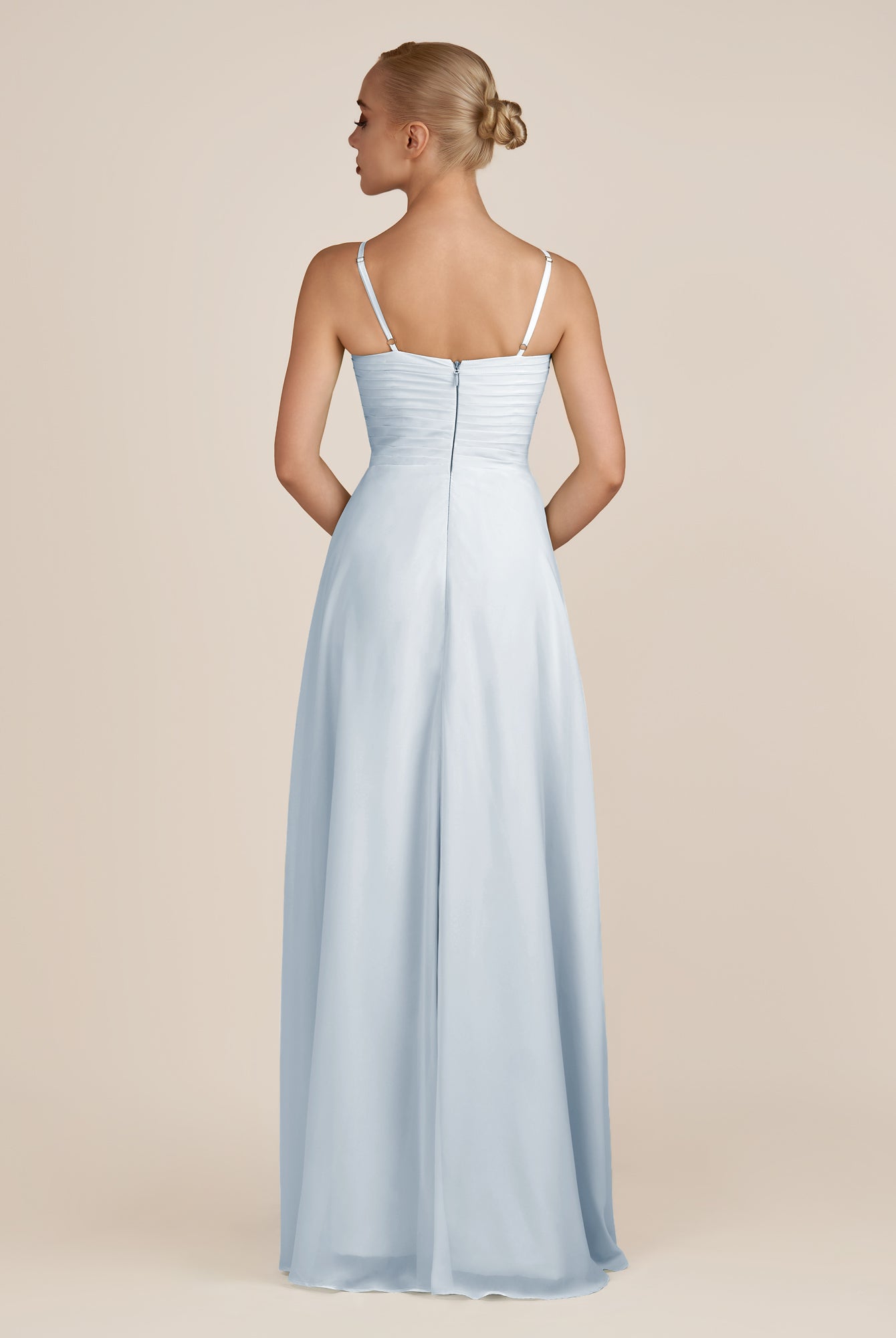 KissDress-Ysolina Ice A Line Sweetheart Chiffon Pleated Long Bridesmaid Dress with Slit