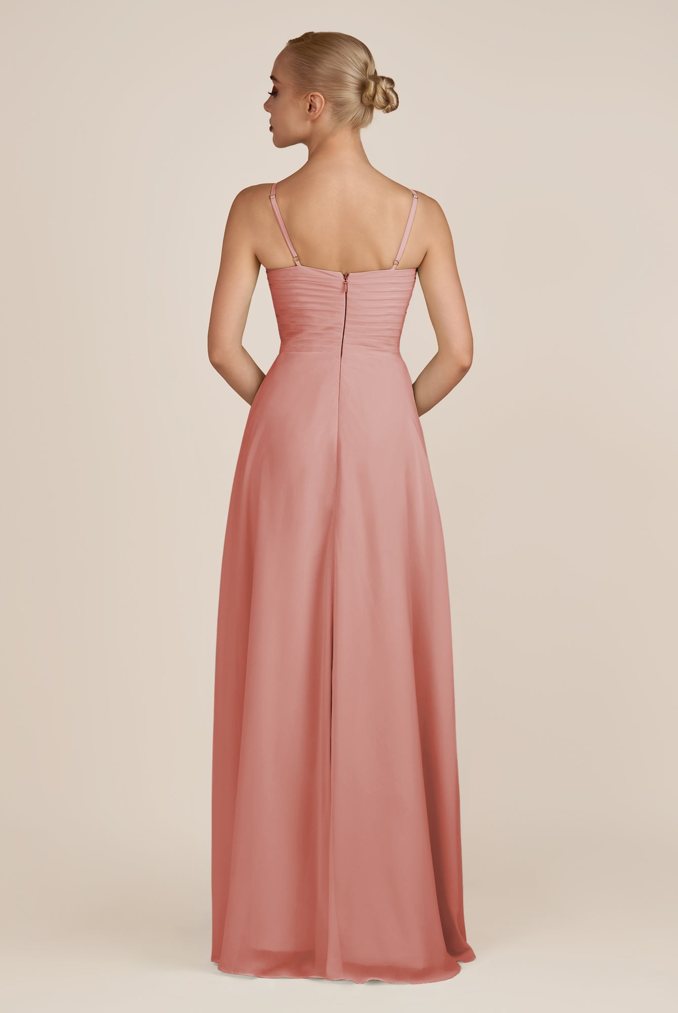 KissDress-Ysolina Mulberry A Line Sweetheart Chiffon Pleated Long Bridesmaid Dress with Slit