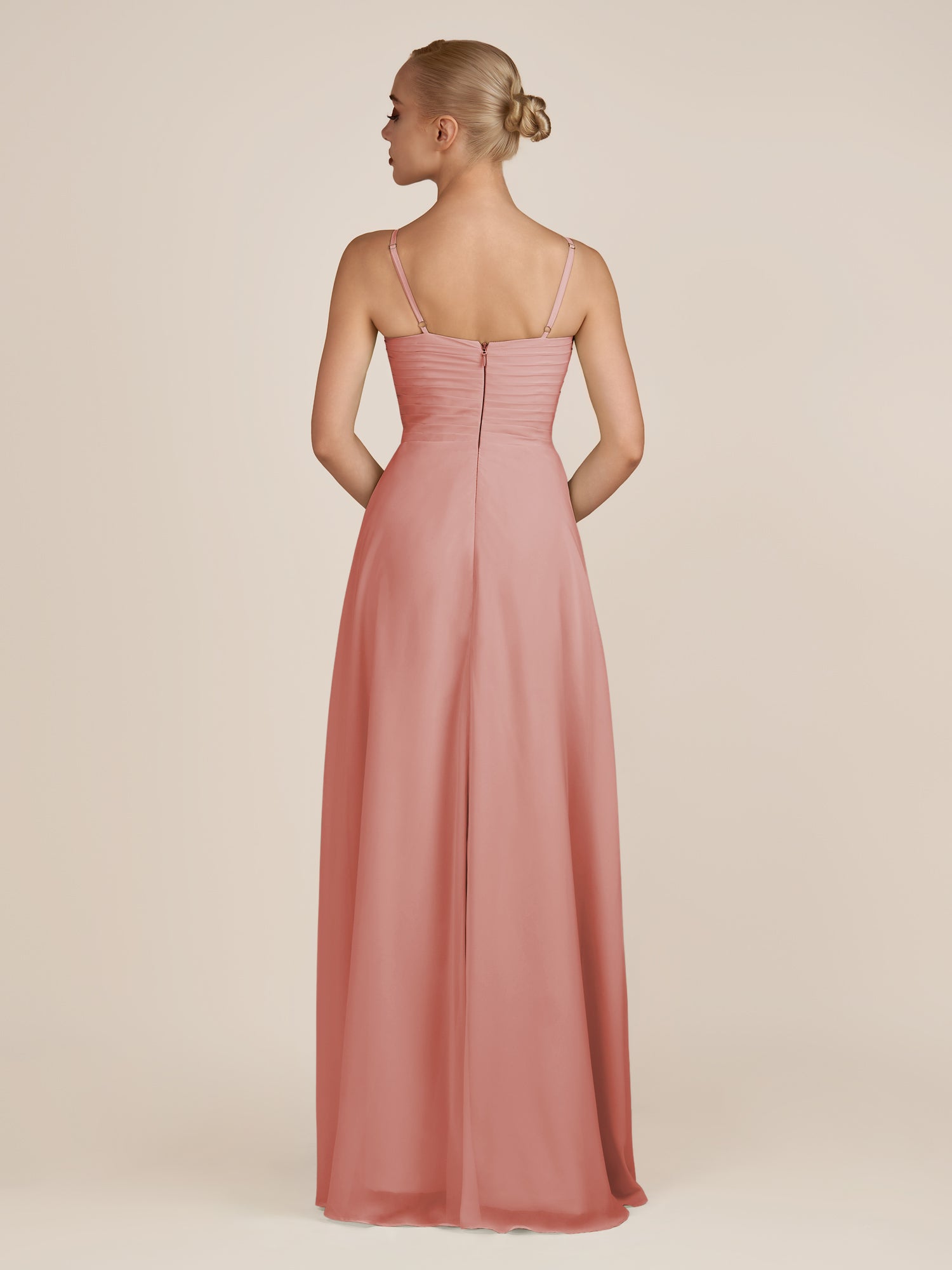 KissDress-Ysolina Mulberry A Line Sweetheart Chiffon Pleated Long Bridesmaid Dress with Slit