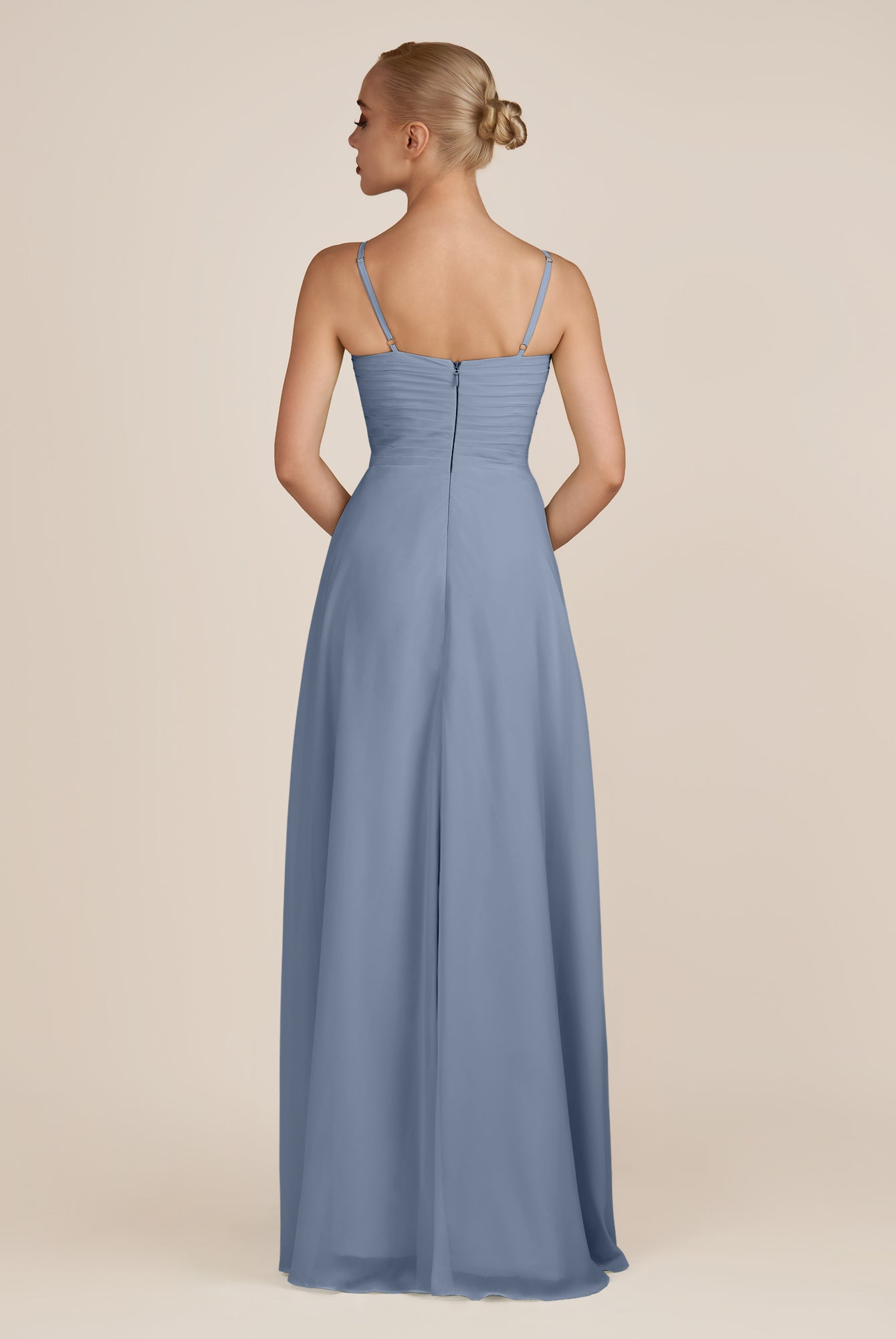 KissDress-Ysolina Neptune A Line Sweetheart Chiffon Pleated Long Bridesmaid Dress with Slit