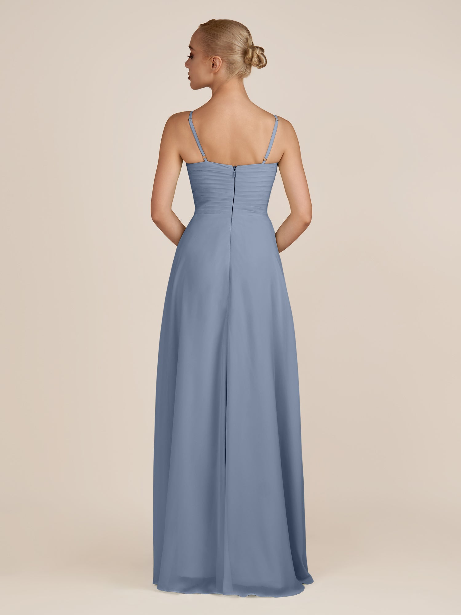 KissDress-Ysolina Neptune A Line Sweetheart Chiffon Pleated Long Bridesmaid Dress with Slit
