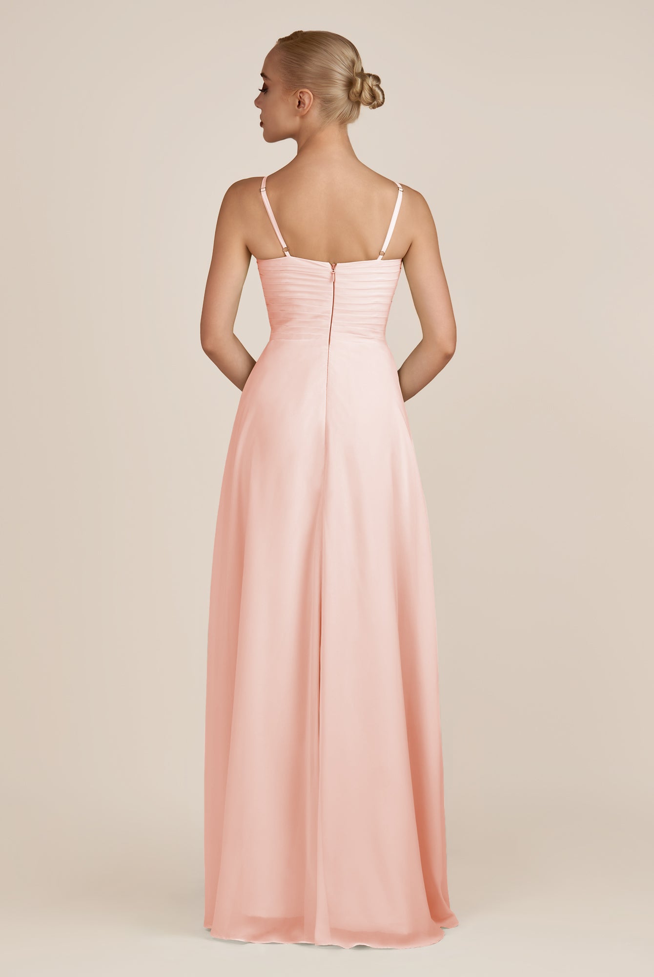 KissDress-Ysolina Rose Petal A Line Sweetheart Chiffon Pleated Long Bridesmaid Dress with Slit
