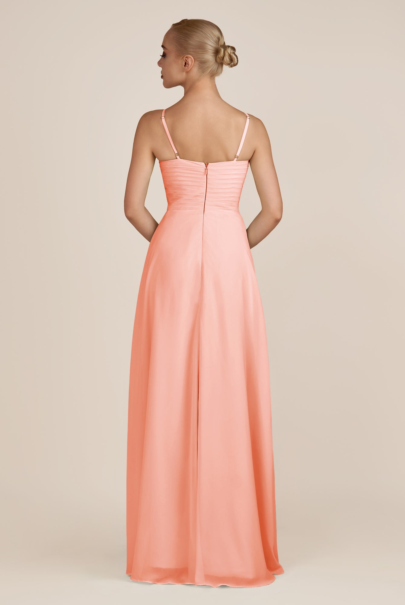KissDress-Ysolina Rosette A Line Sweetheart Chiffon Pleated Long Bridesmaid Dress with Slit