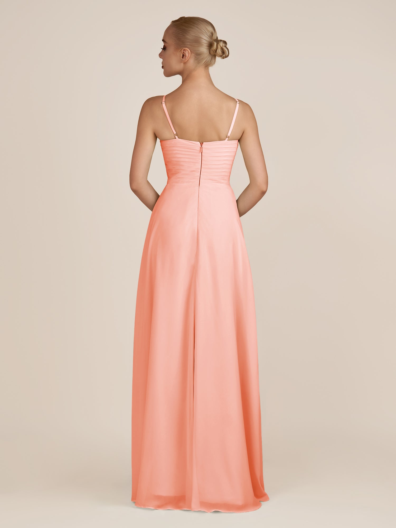 KissDress-Ysolina Rosette A Line Sweetheart Chiffon Pleated Long Bridesmaid Dress with Slit