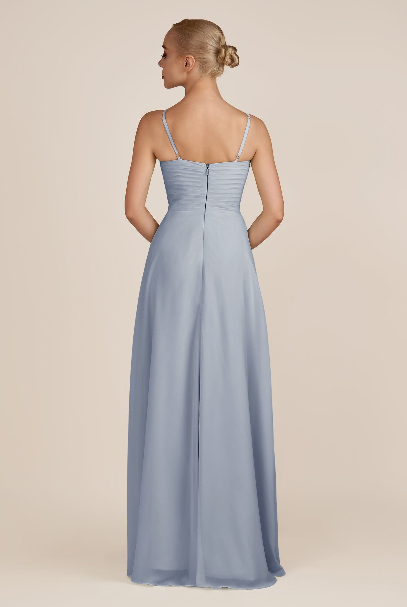 KissDress-Ysolina Twilight A Line Sweetheart Chiffon Pleated Long Bridesmaid Dress with Slit