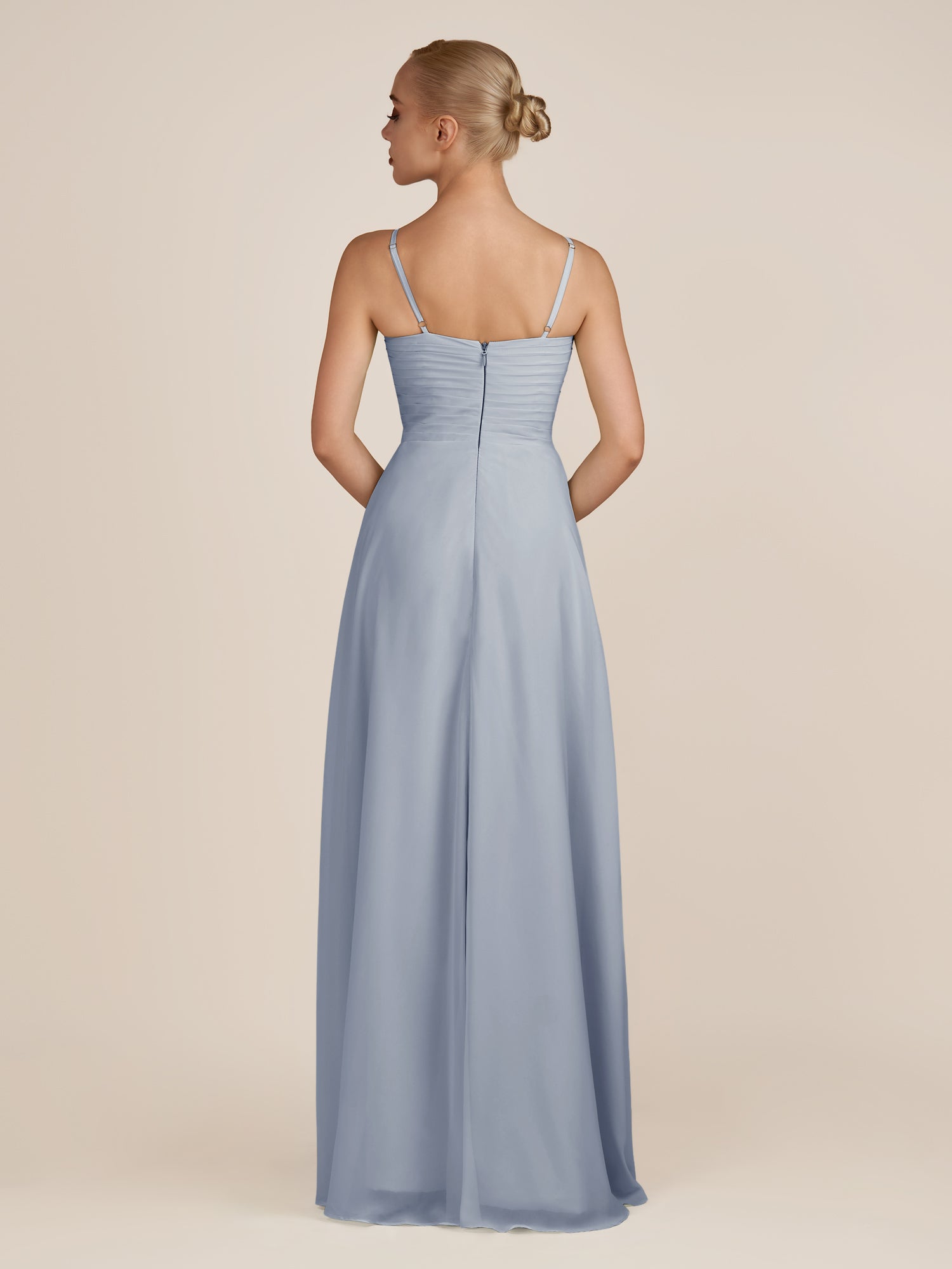 KissDress-Ysolina Twilight A Line Sweetheart Chiffon Pleated Long Bridesmaid Dress with Slit