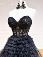 Adelyn |A - Line Sweetheart Tiered Long Tulle Prom Dress - KissProm