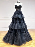 Adelyn |A - Line Sweetheart Tiered Long Tulle Prom Dress - KissProm