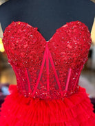 Adelyn |A - Line Sweetheart Tiered Long Tulle Prom Dress - KissProm
