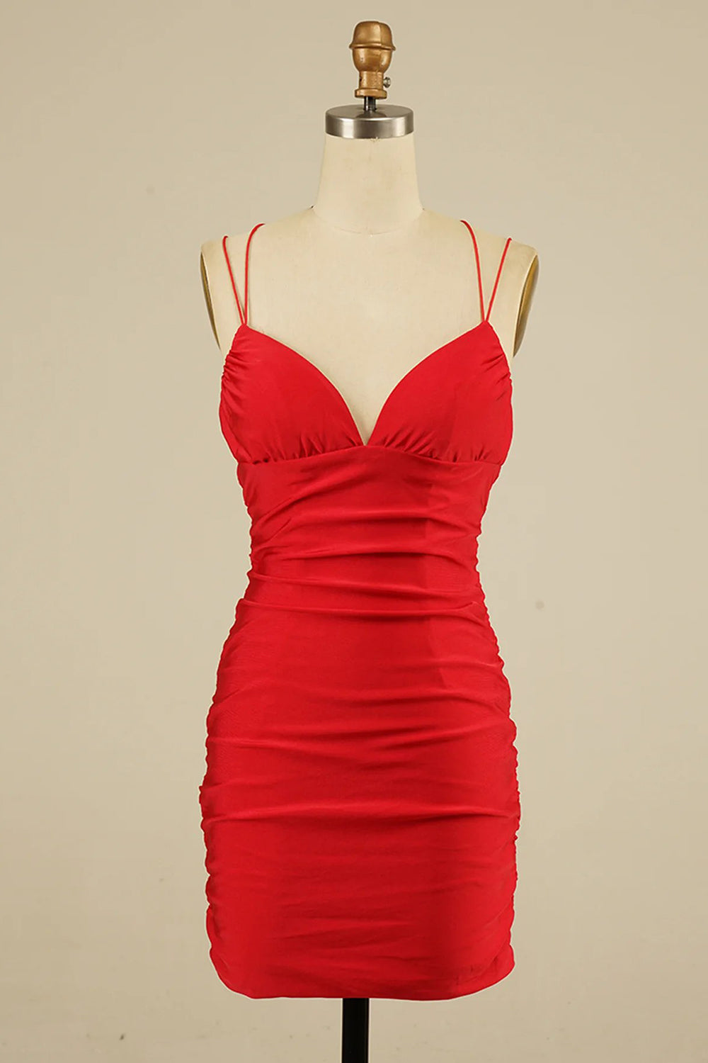 Sheath Spaghetti Straps Green Short Homecoming Dress with Criss Cross Back