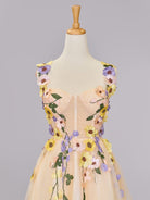 Quinta |A line Tulle Homecoming Dress with 3D Flowers - KissProm