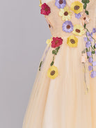 Quinta |A line Tulle Homecoming Dress with 3D Flowers - KissProm