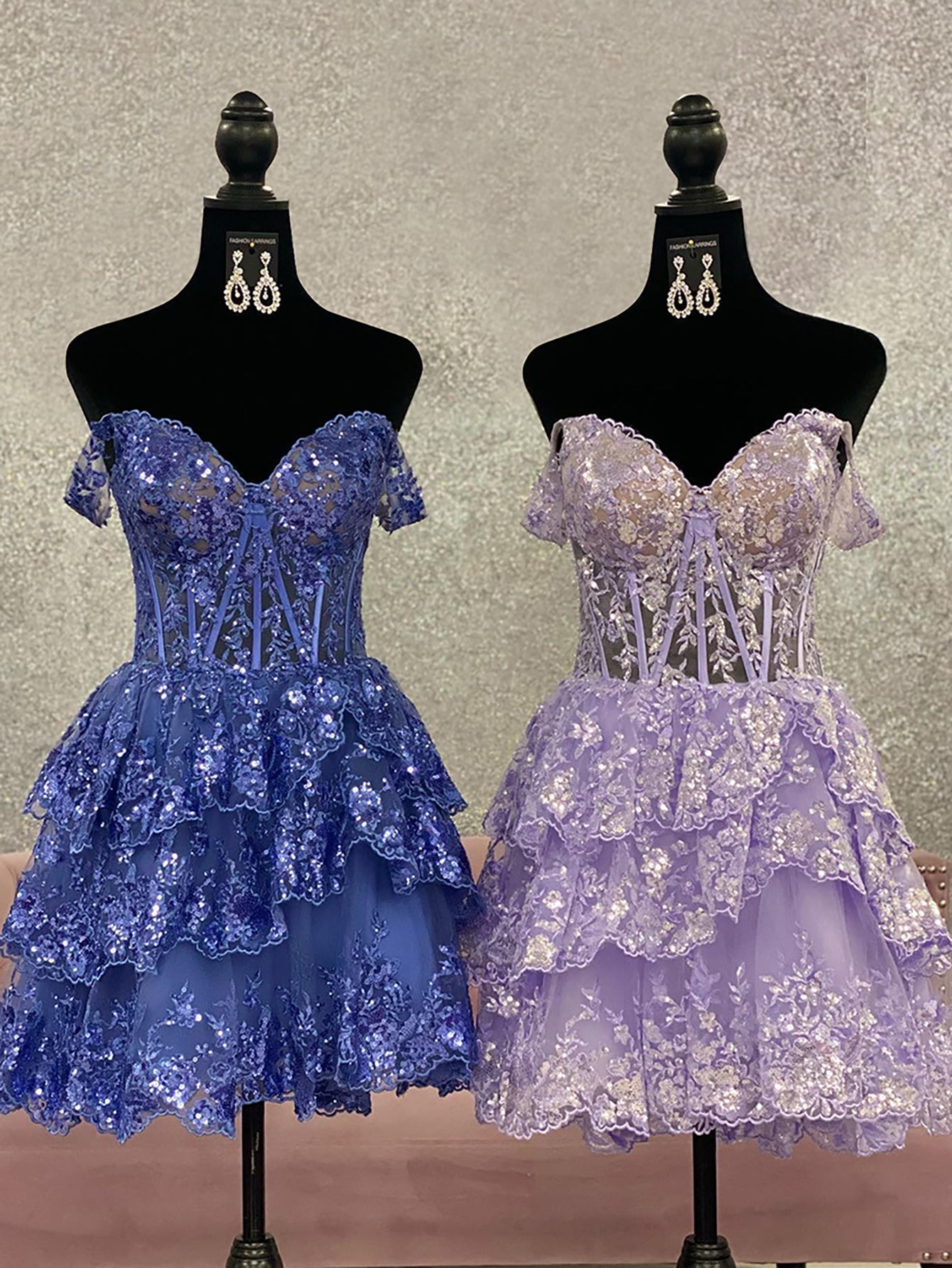 A-Line Navy Blue Sweetheart Tiered Short Homecoming Dress