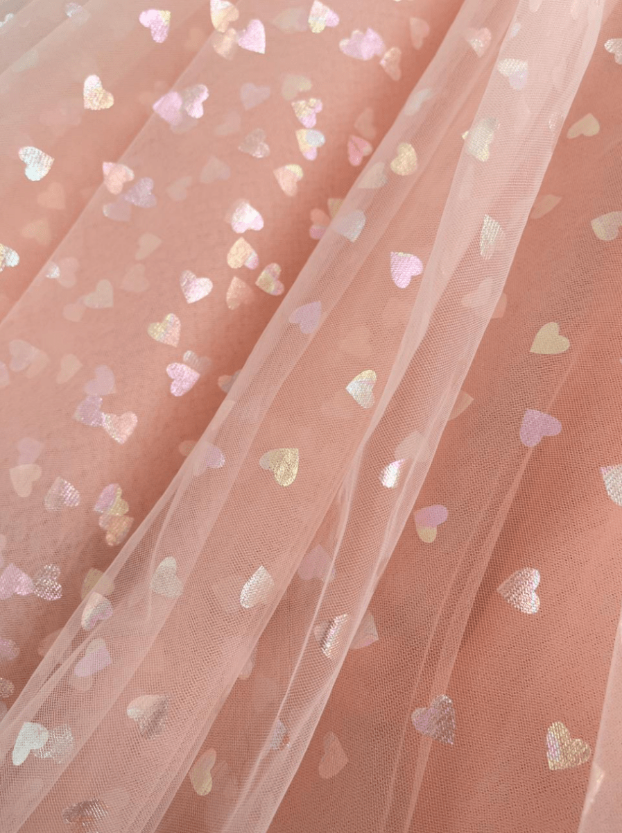 Corset Bow Straps Tulle Glitter Hearts Ankle Length Prom Dress - KissProm