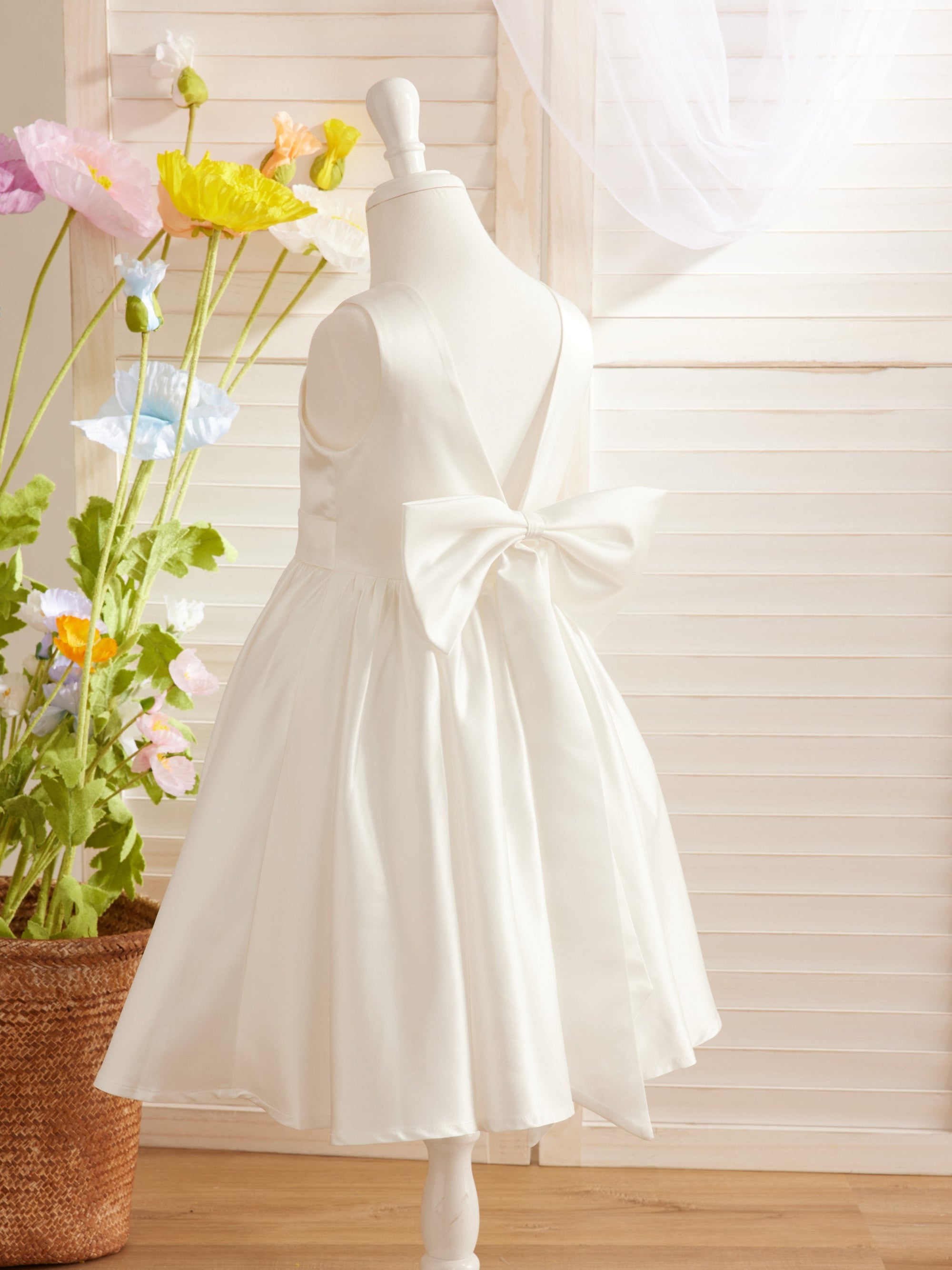 Lyla Simple Satin Flower Girl Dress