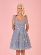 Claire | Aline Short Sweetheart Tulle Floral Homecoming Dress - KissProm