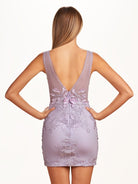 Danali | Bodycon Deep V - Neck Black Homecoming Dresses With Applique - KissProm