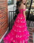 Princess Off the Shoulder Sequined Lace Prom Dress
