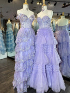 Adelyn |A - Line Sweetheart Tiered Long Tulle Prom Dress - KissProm