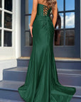 Mermaid Strapless Satin Long Prom Dress With Slit