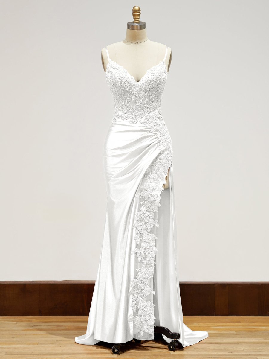 Beatrice | Sheath Black Long Appliques Prom Dress - KissProm