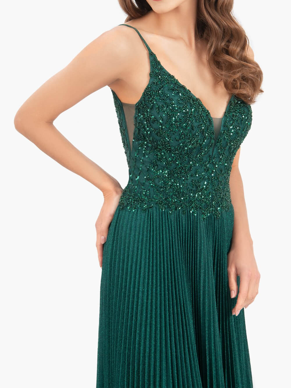 A-line Floor Length Glitter Jersey Prom Dress with Appliques and Sequins