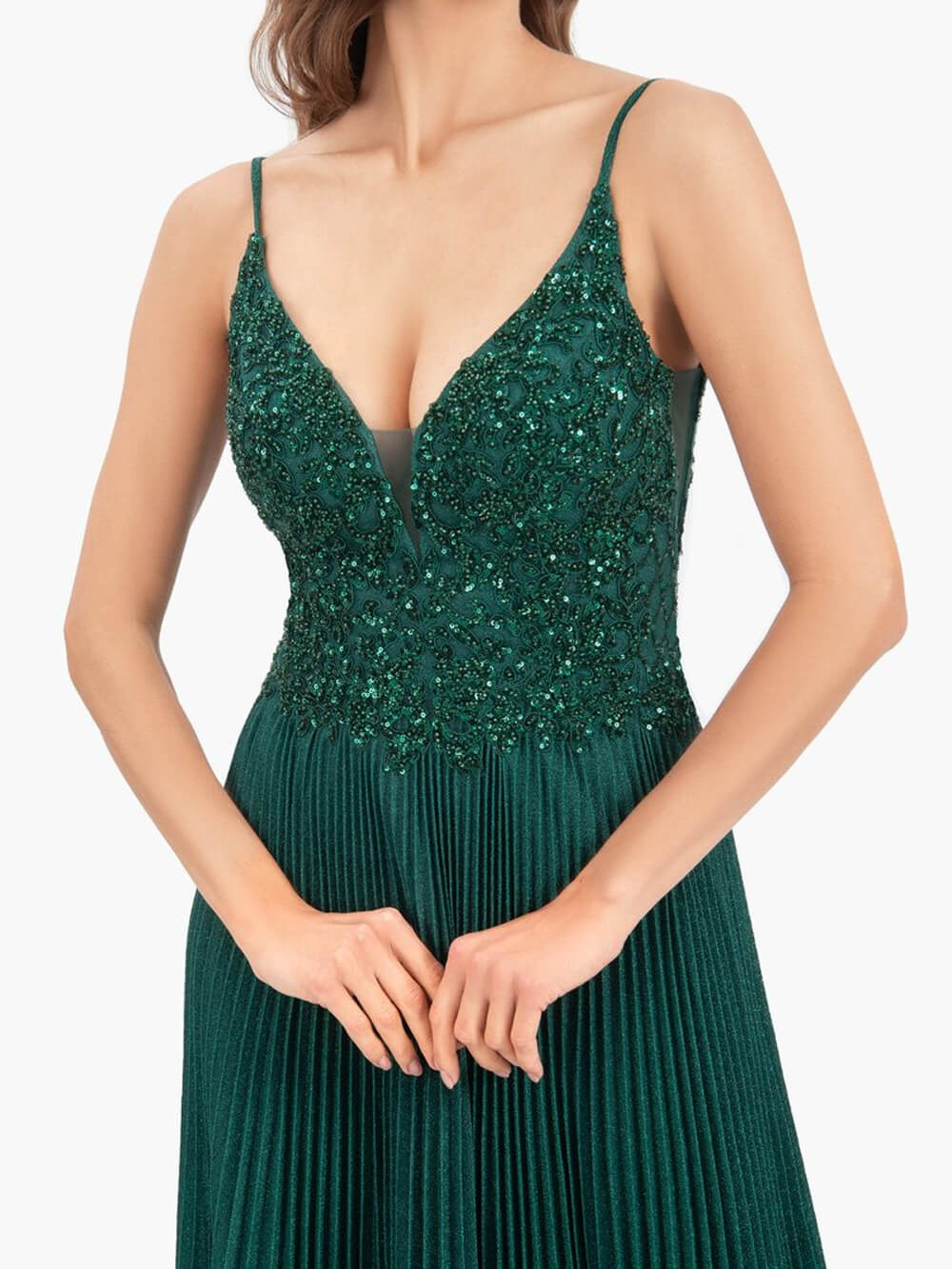 A-line Floor Length Glitter Jersey Prom Dress with Appliques and Sequins