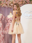 Quinta |A line Tulle Homecoming Dress with 3D Flowers - KissProm