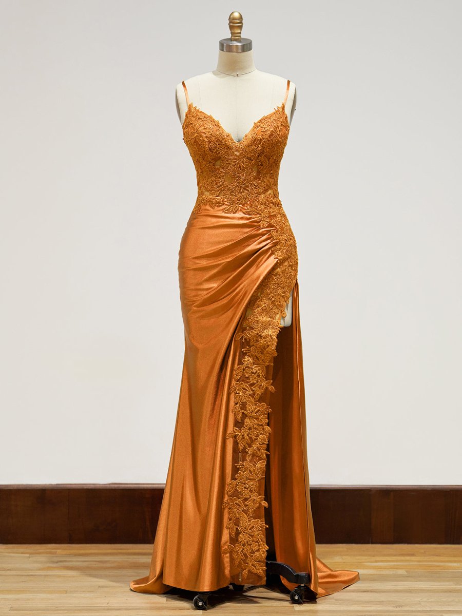 Beatrice | Sheath Black Long Appliques Prom Dress - KissProm