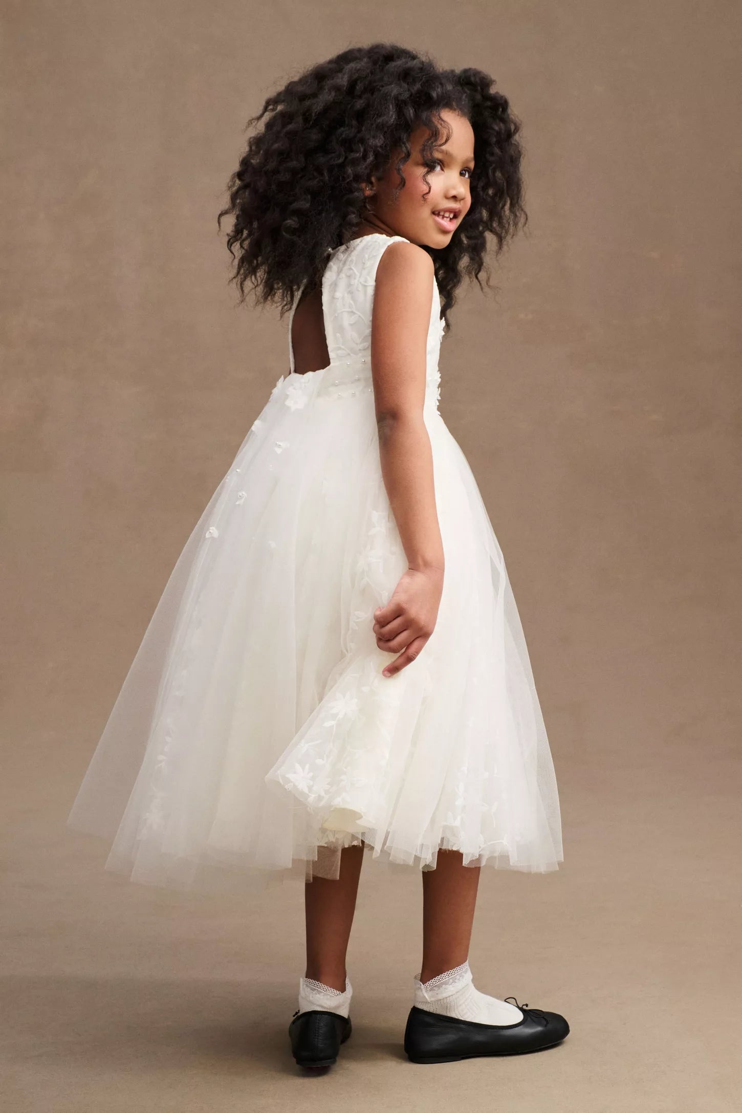 Isla Embroidered Tulle Flower Girl Dress