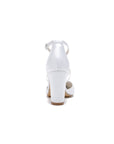 White Satin Pump with Crystal-Embellished Cross-Strap