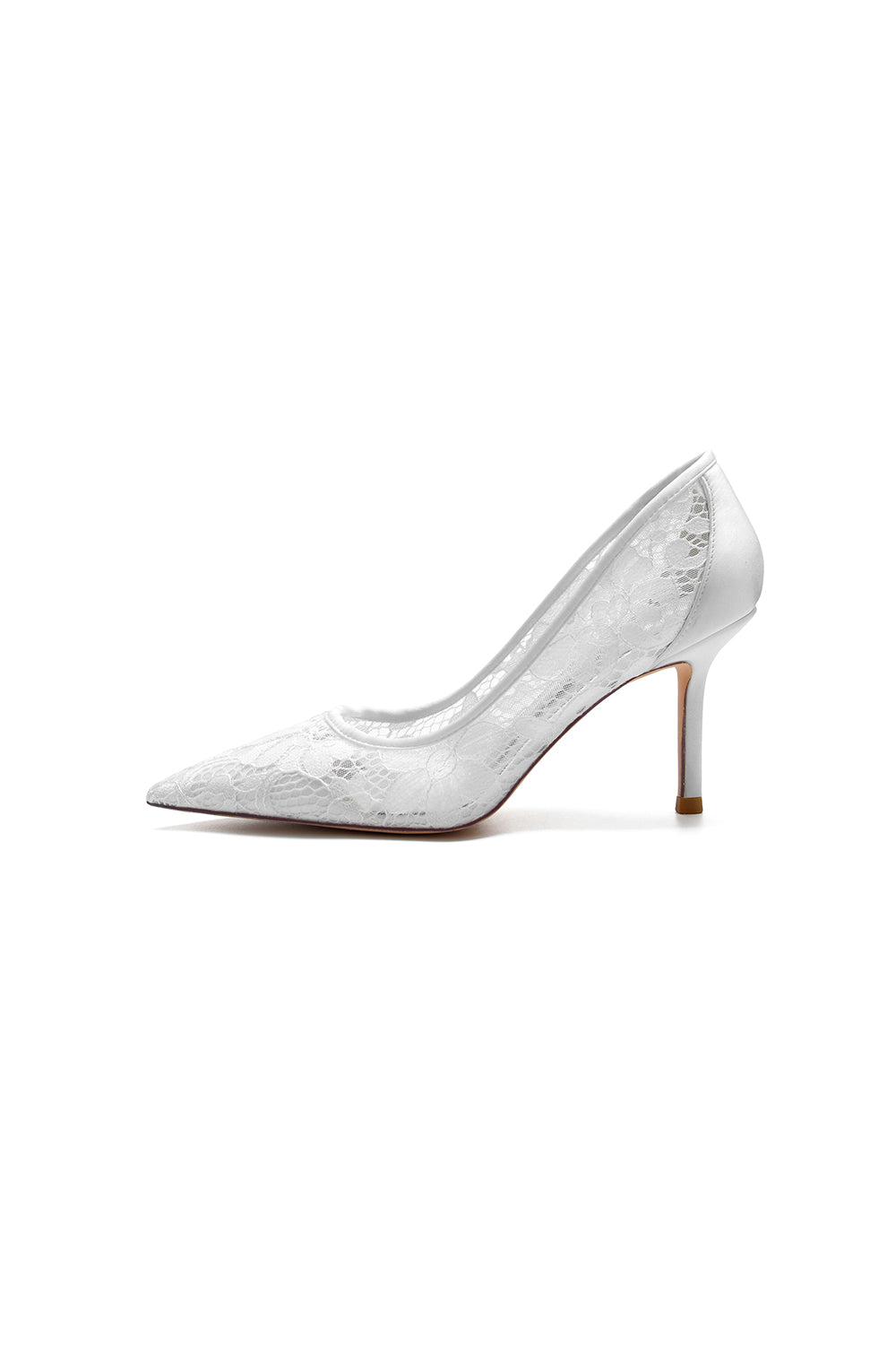 Pointed Toe Bridal Heels with Lace