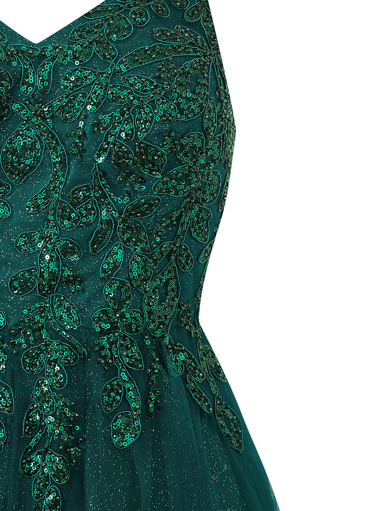 A-line Floor Length Glitter Tulle Prom Dress