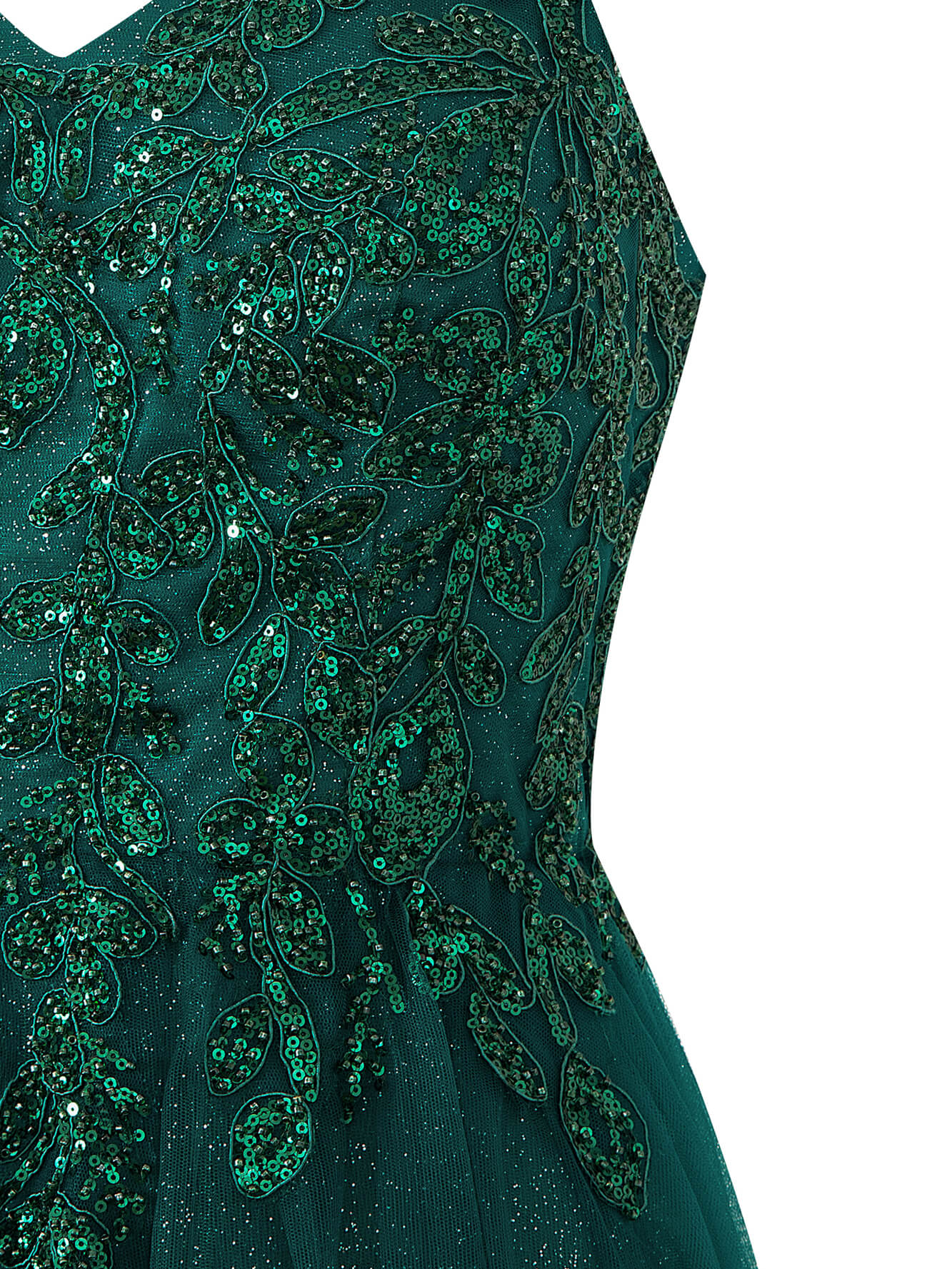 A-line Floor Length Glitter Tulle Prom Dress