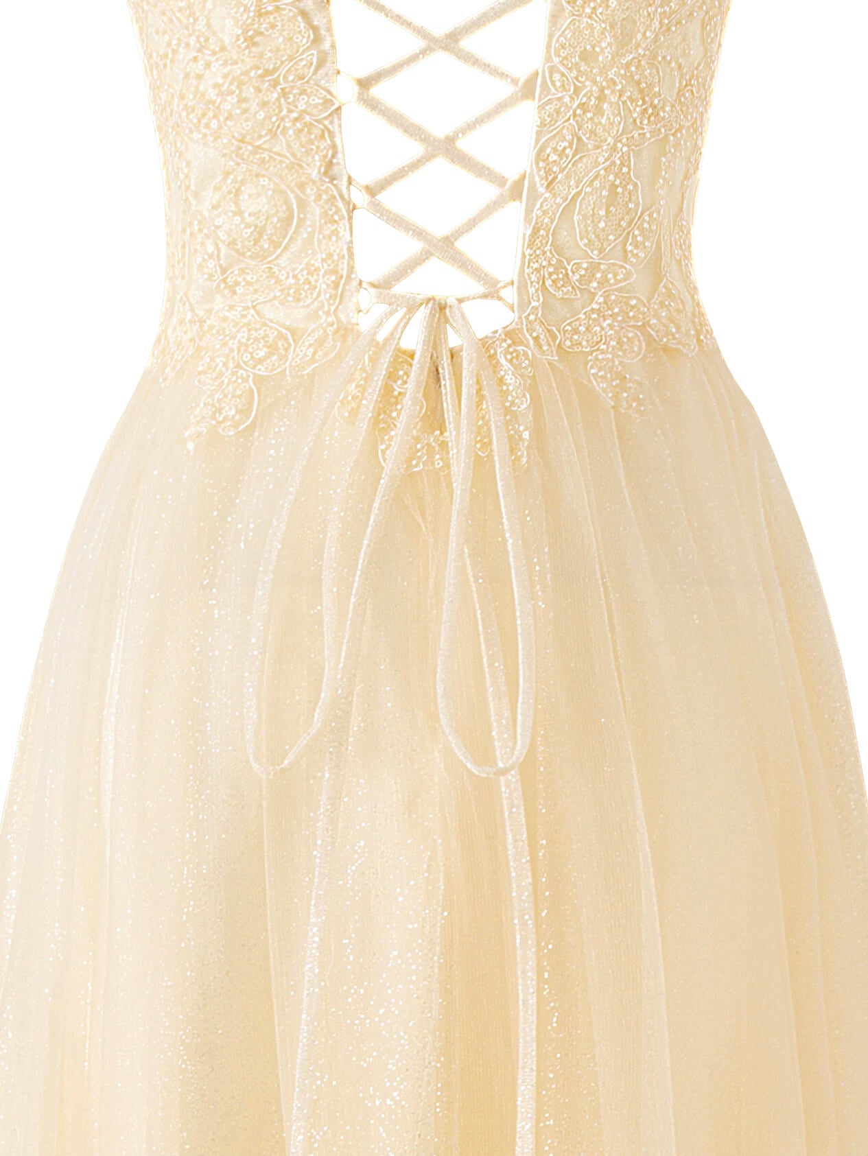 A-line Floor Length Glitter Tulle Prom Dress