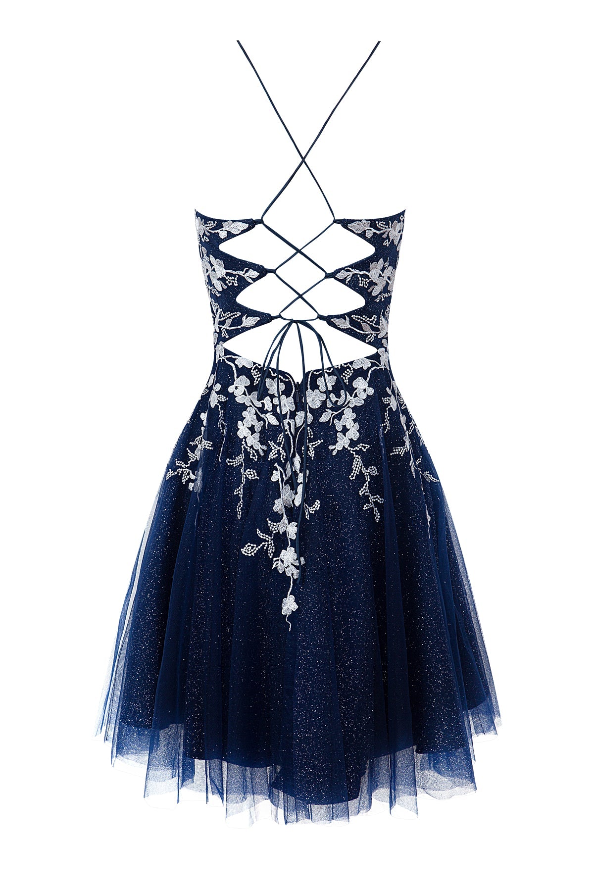 Aline Short Glitter Tulle Homecoming Dress with Appliques