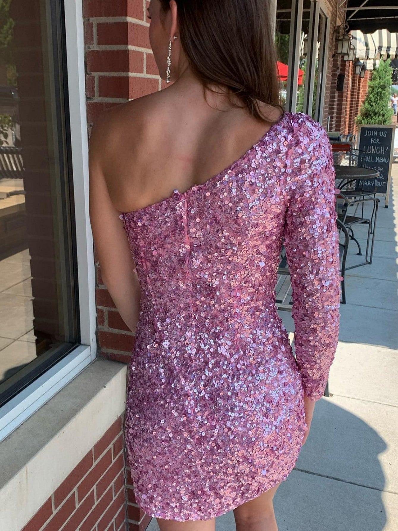 Bodycon One-Shoulder Sequins Short Homecoming Dresses