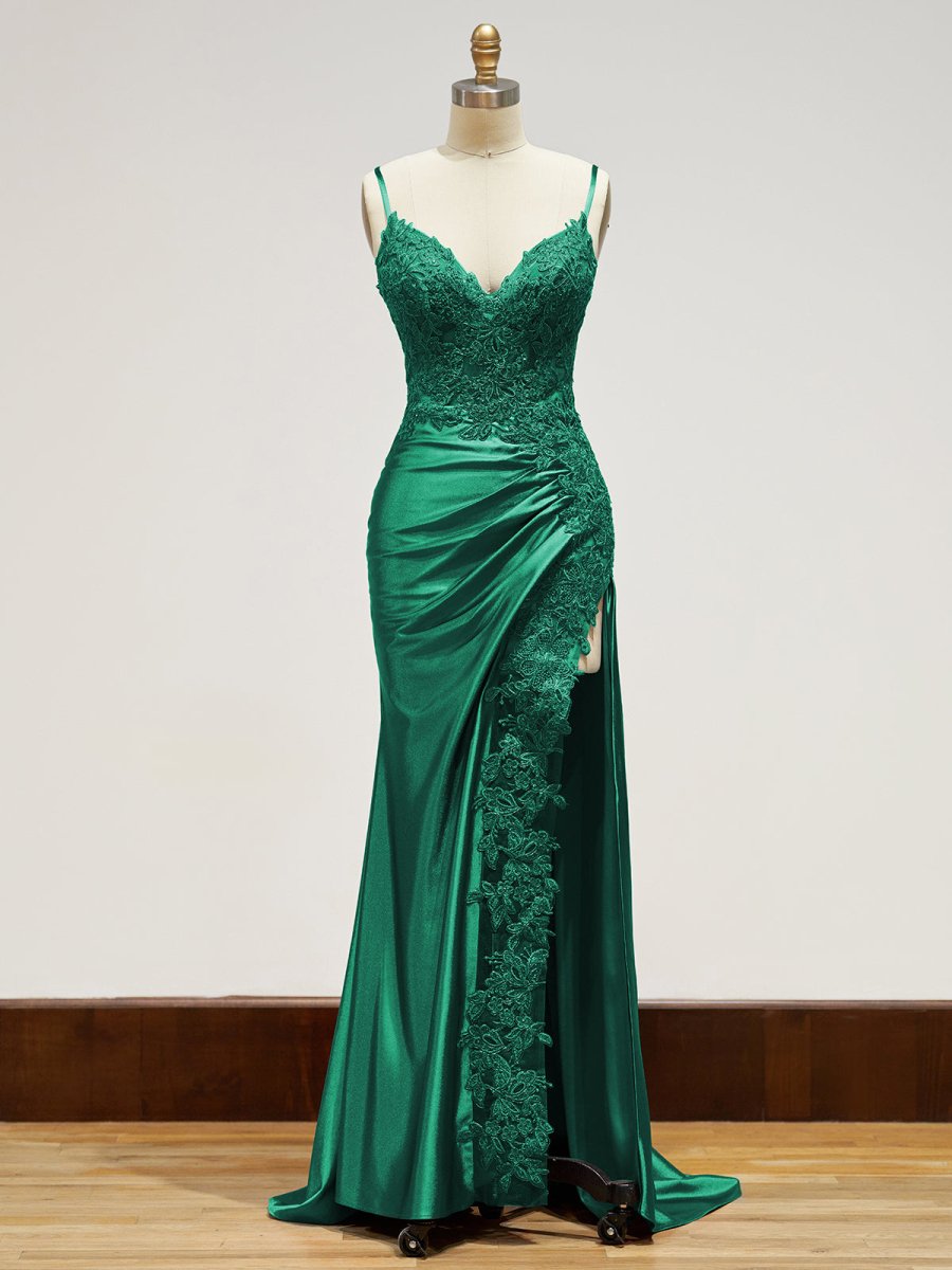 Beatrice | Sheath Black Long Appliques Prom Dress - KissProm