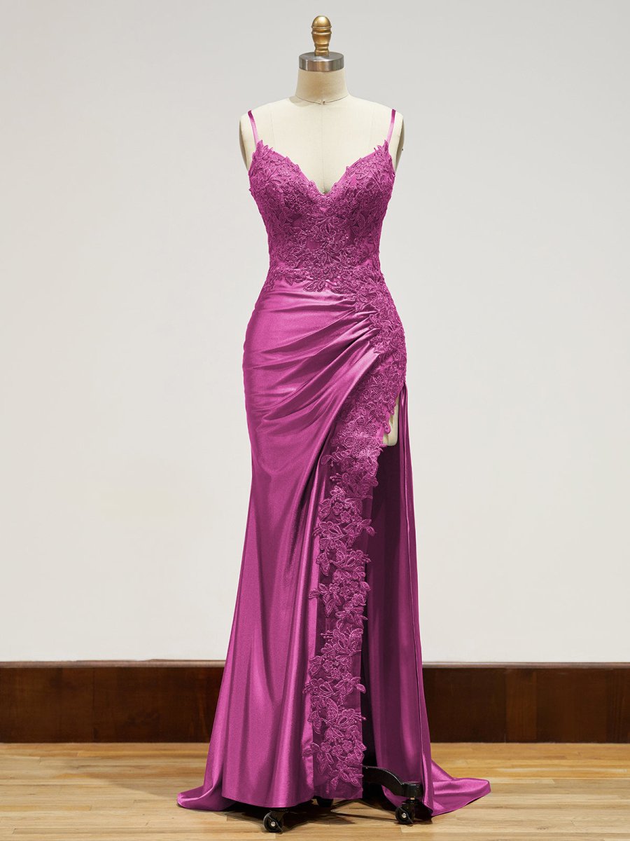 Beatrice | Sheath Black Long Appliques Prom Dress - KissProm