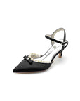 Pearl Satin Pointed Toe High Heels